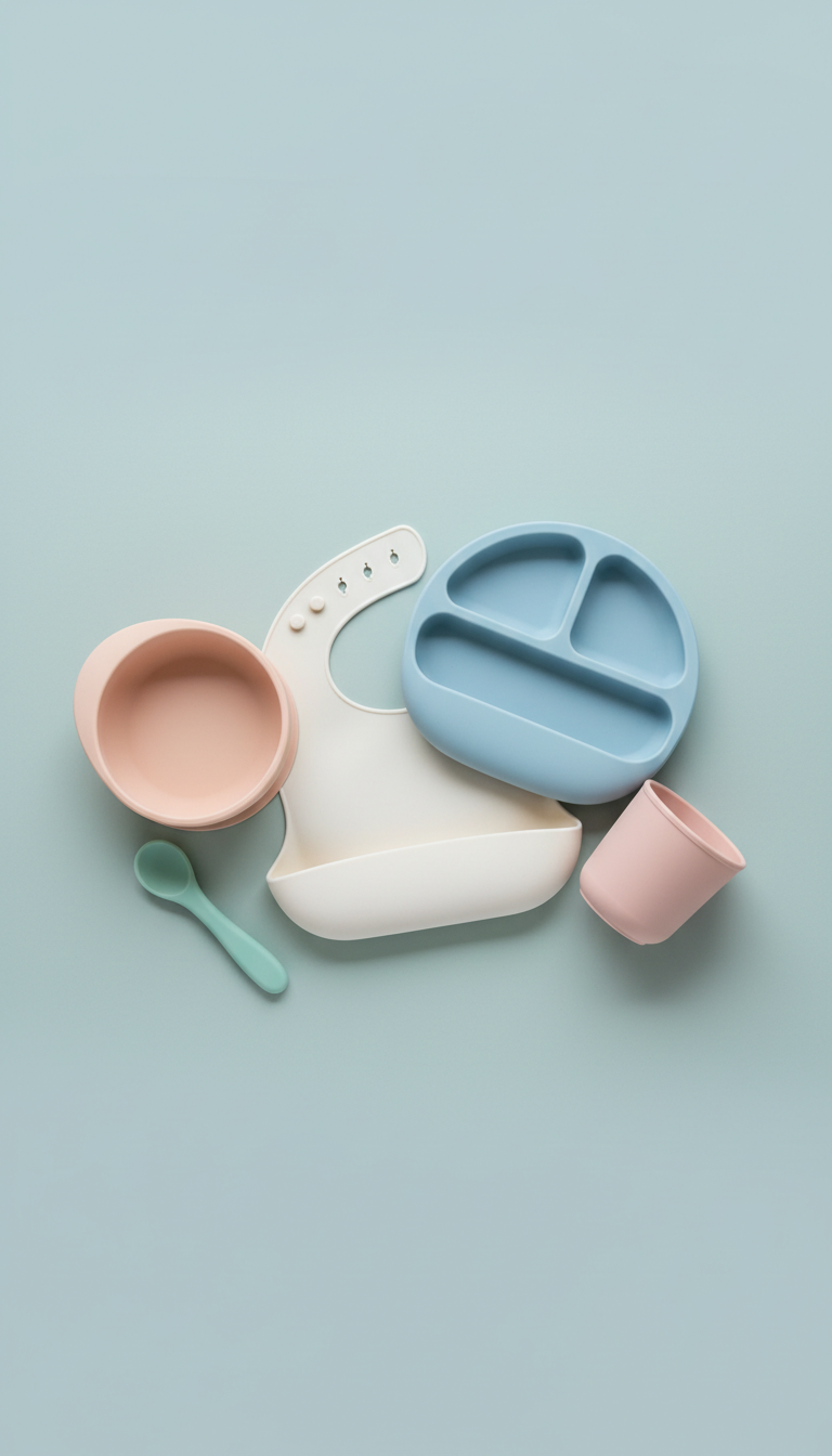Silicone Feeding Set in Pastel Hues