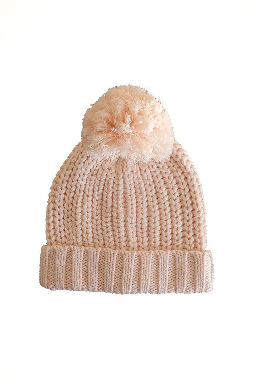 Baby knitted beanie in ivory