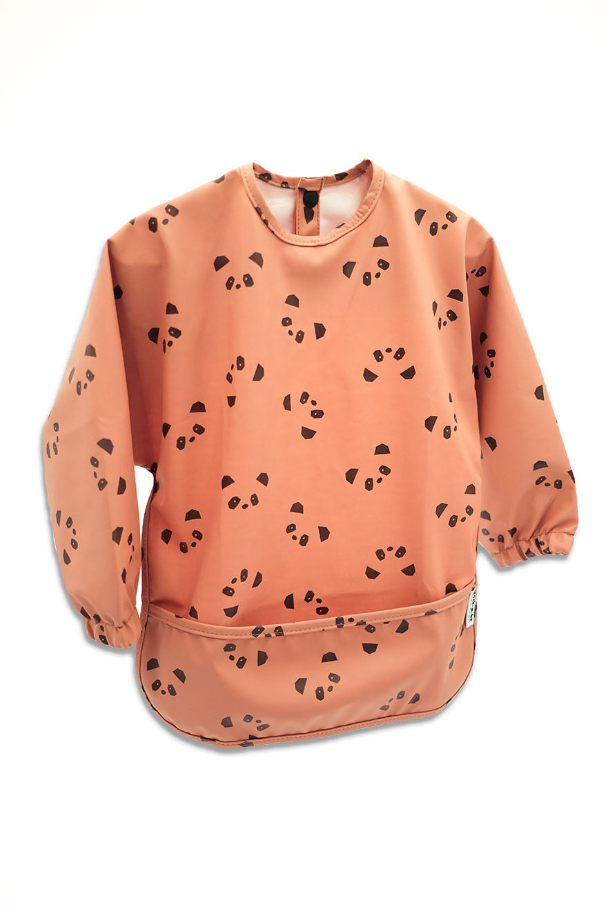 Baby long sleeve bib with peach panda design