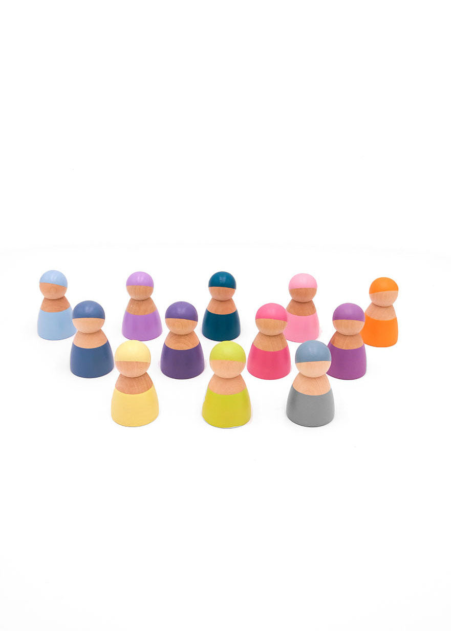 Wooden Peg dolls - Pastel (12 pieces)
