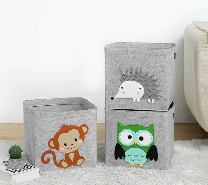 Kids cube storage basket with cute animal designs