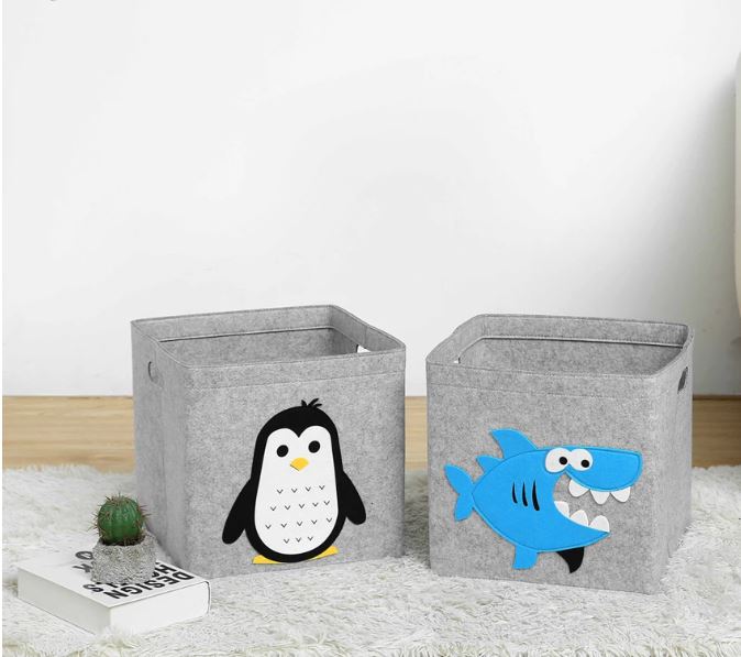 Kids cube storage basket with cute animal design