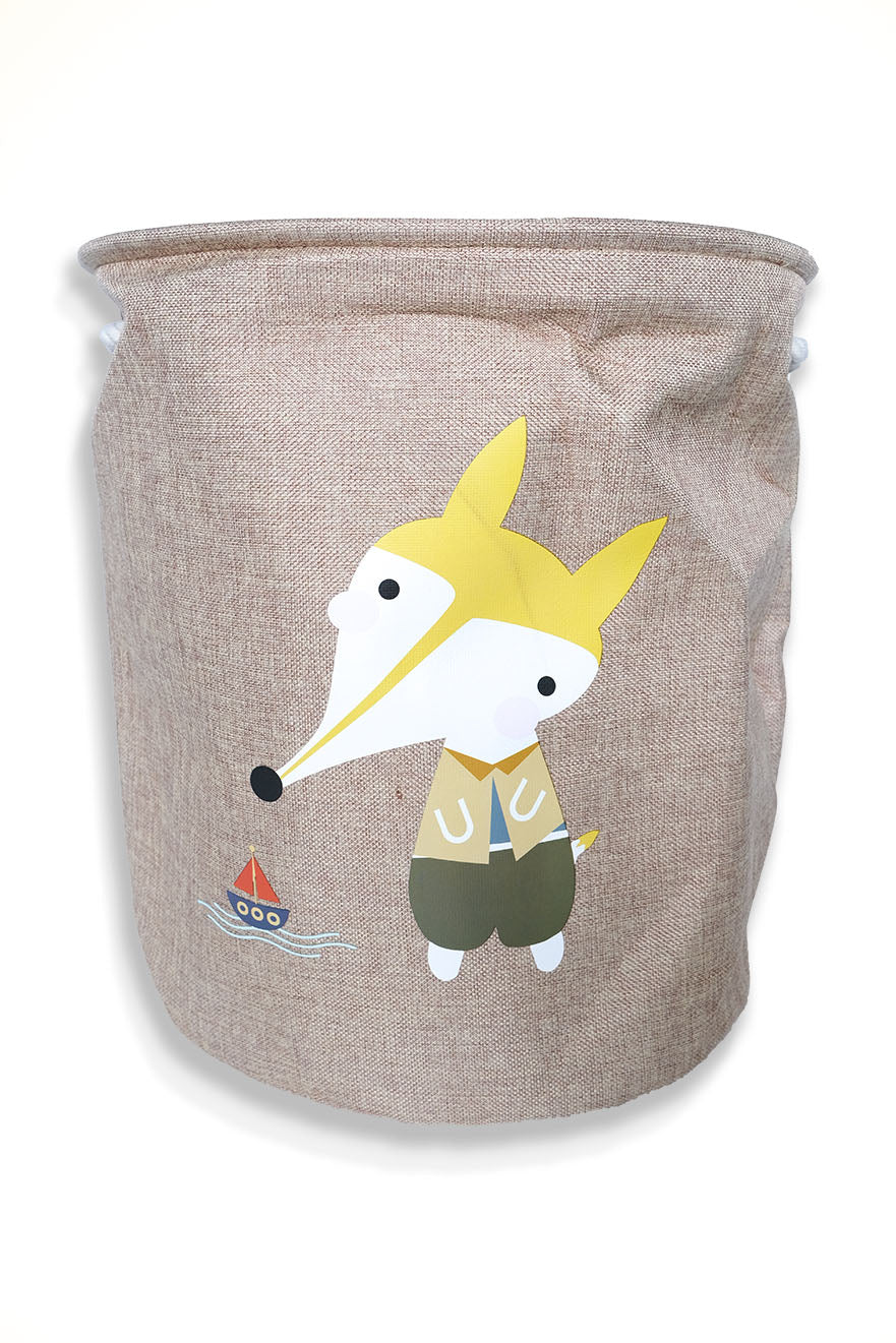 Large stuffed Toy storage basket in fox design