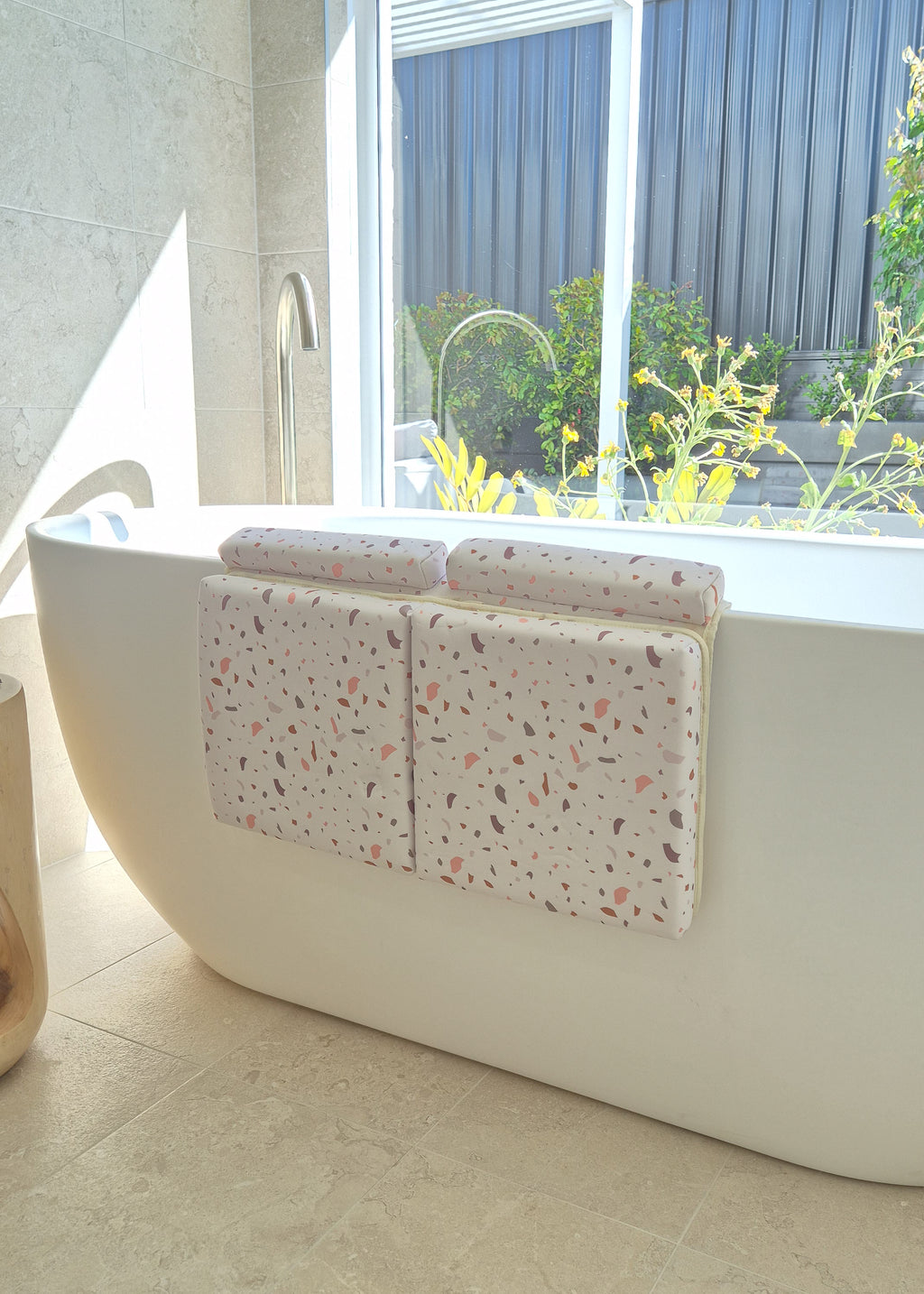 Baby Bath Kneeler and Elbow Rest Pad | Comfortable Bath Time Support for Parents - Terrazzo (Narrow Edge Baths)