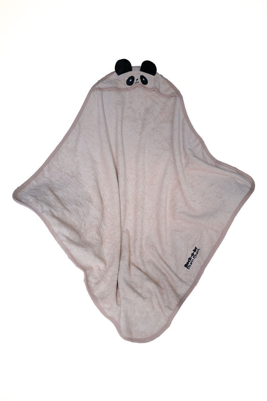 Large Baby / toddler hooded towel in beige panda design