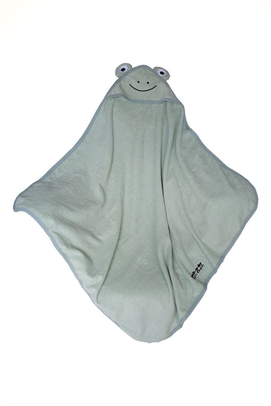 Large Baby / toddler hooded towel in green frog design