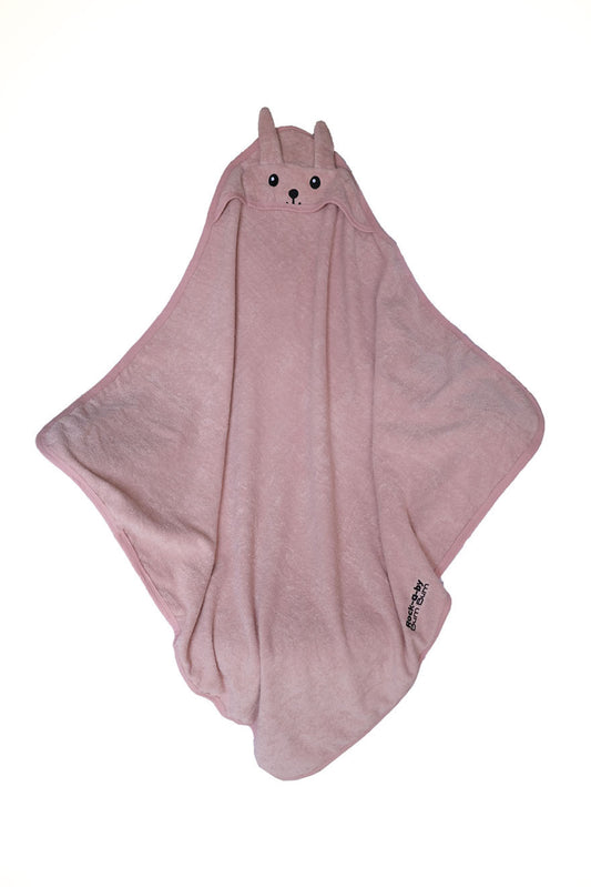 Large Baby /  toddler hooded towel in pink bunny design