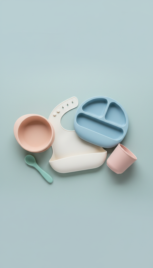 Silicone Feeding Set in Pastel Hues