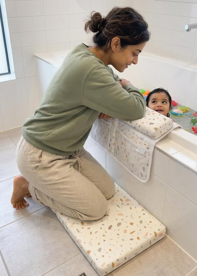 Baby Bath Kneeler and Elbow Rest Pad | Comfortable Bath Time Support for Parents | Terrazzo