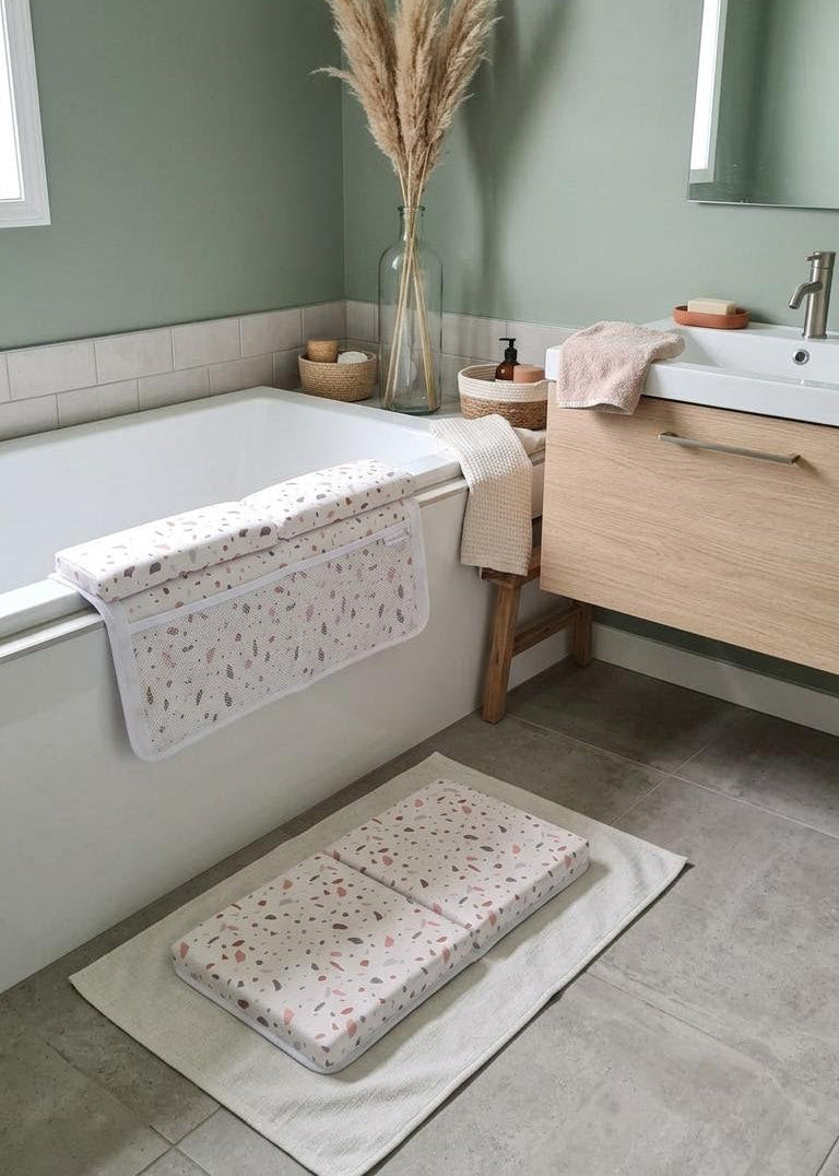 Baby Bath Kneeler and Elbow Rest Pad | Comfortable Bath Time Support for Parents | Terrazzo
