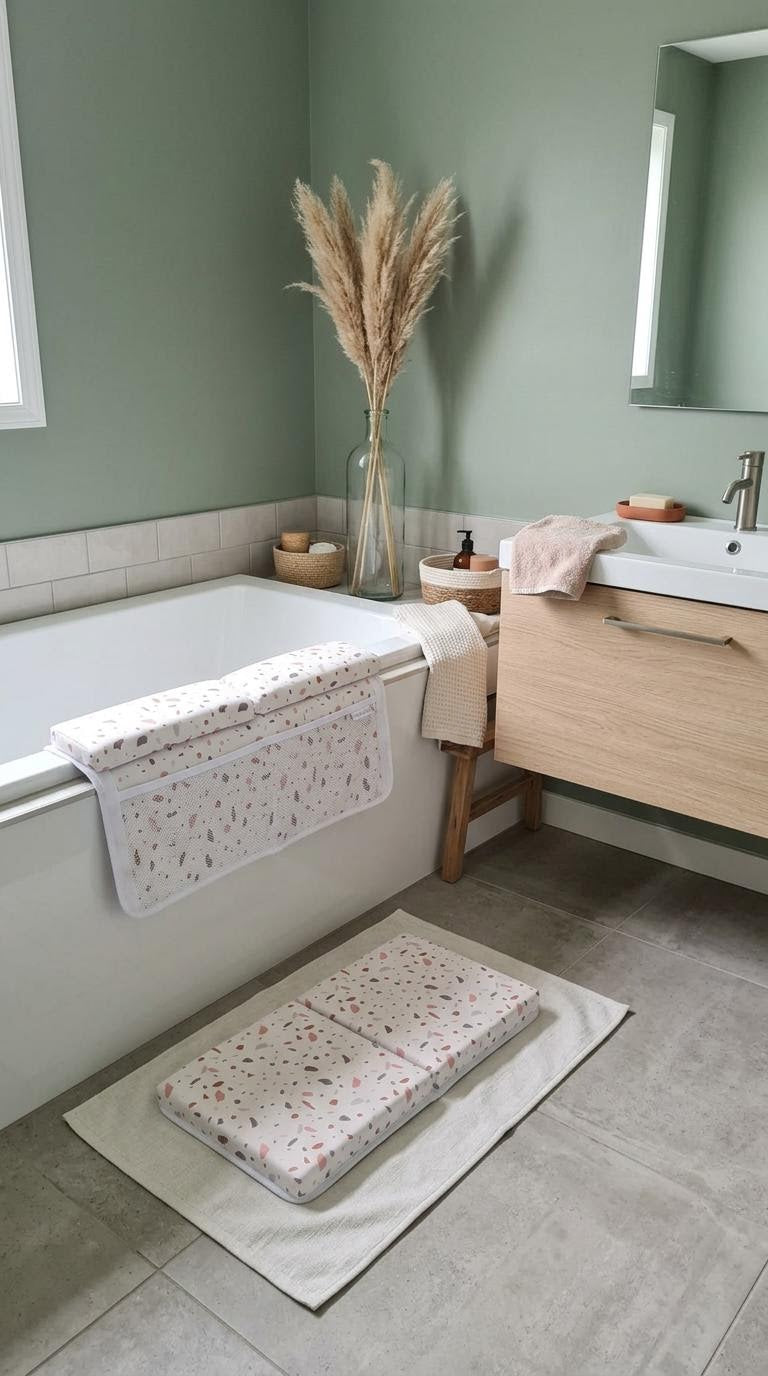 Baby Bath Kneeler and Elbow Rest Pad | Comfortable Bath Time Support for Parents | Terrazzo