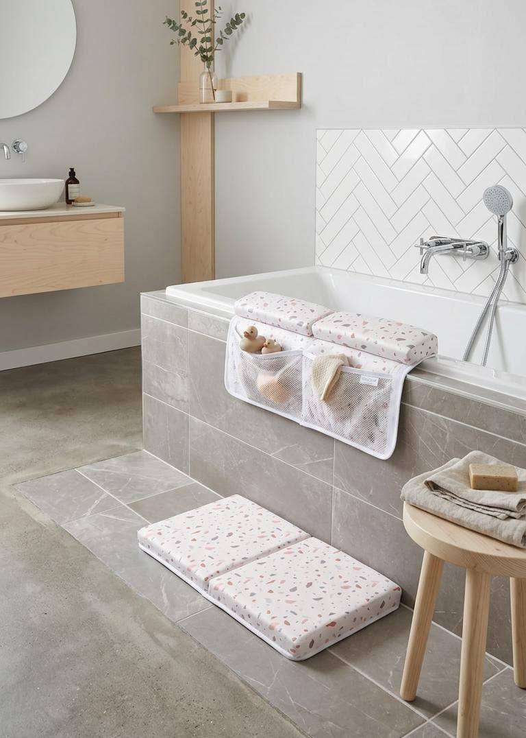 Baby Bath Kneeler and Elbow Rest Pad | Comfortable Bath Time Support for Parents | Terrazzo