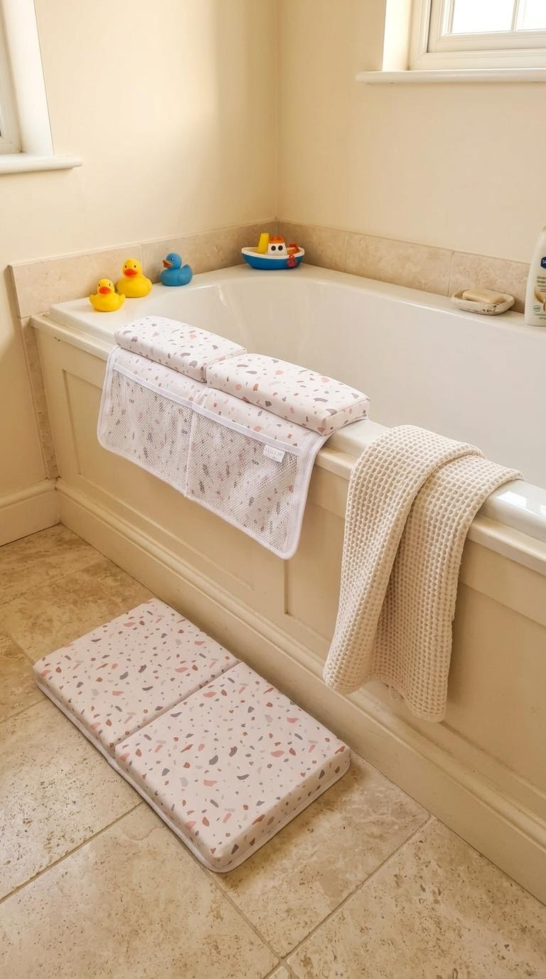 Baby Bath Kneeler and Elbow Rest Pad | Comfortable Bath Time Support for Parents | Terrazzo