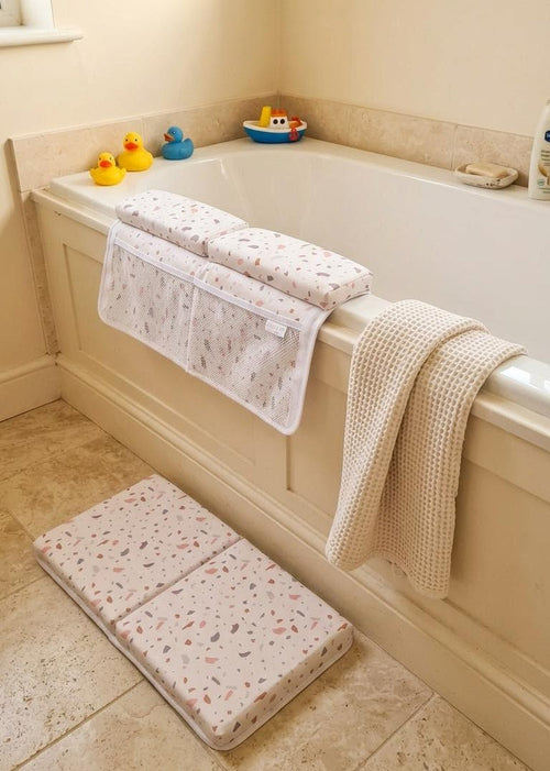 Baby Bath Kneeler and Elbow Rest Pad | Comfortable Bath Time Support for Parents | Terrazzo