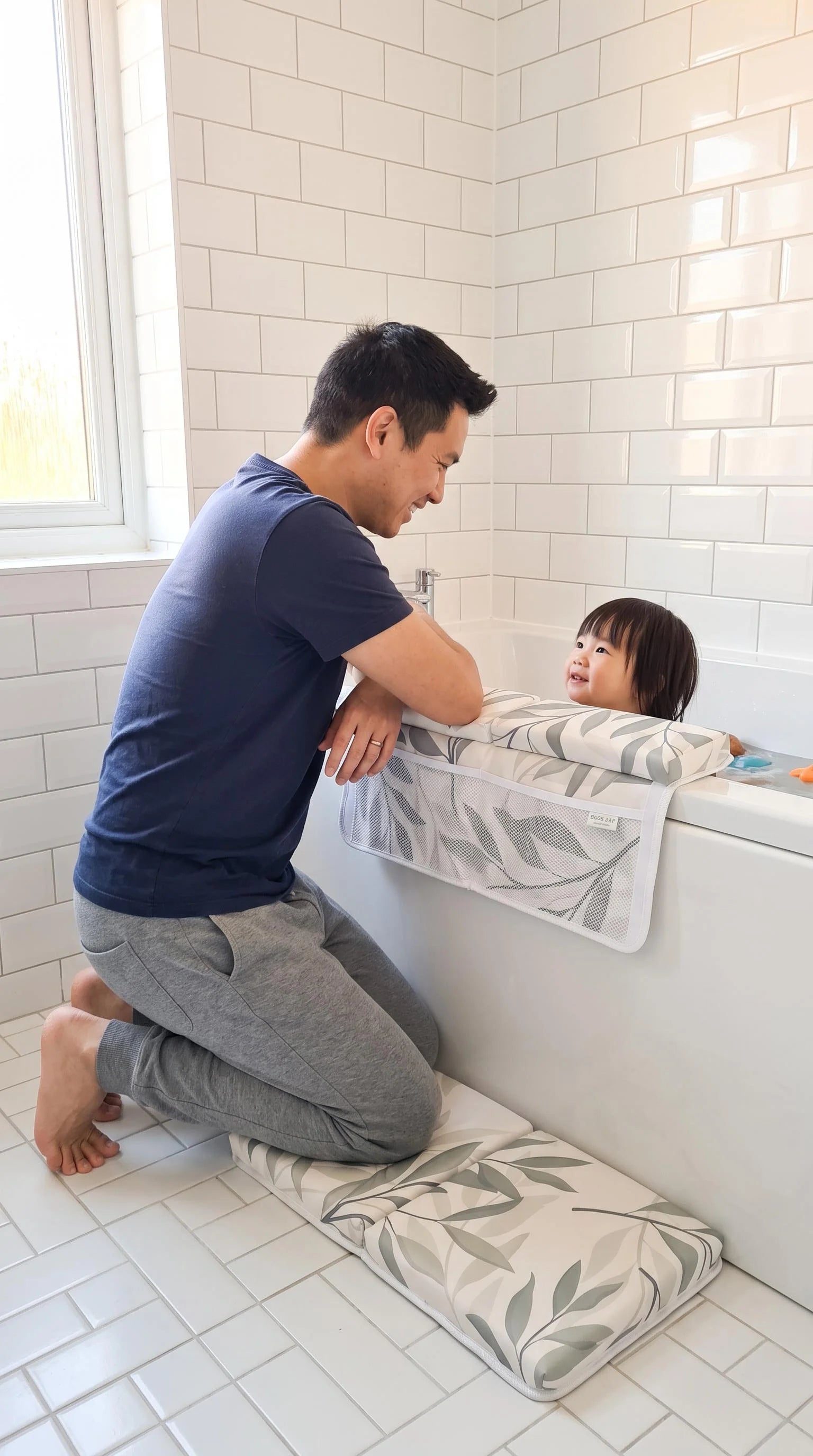 Baby Bath Kneeler and Elbow Rest Pad | Comfortable Bath Time Support for Parents | Eucalyptus