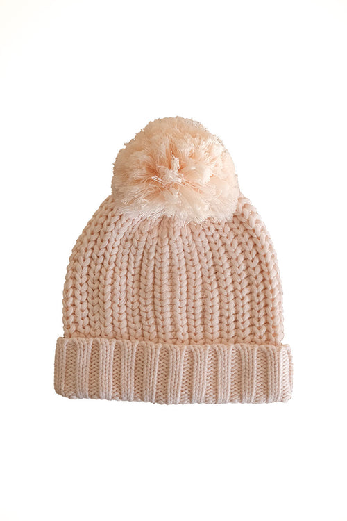 Baby knitted beanie in ivory