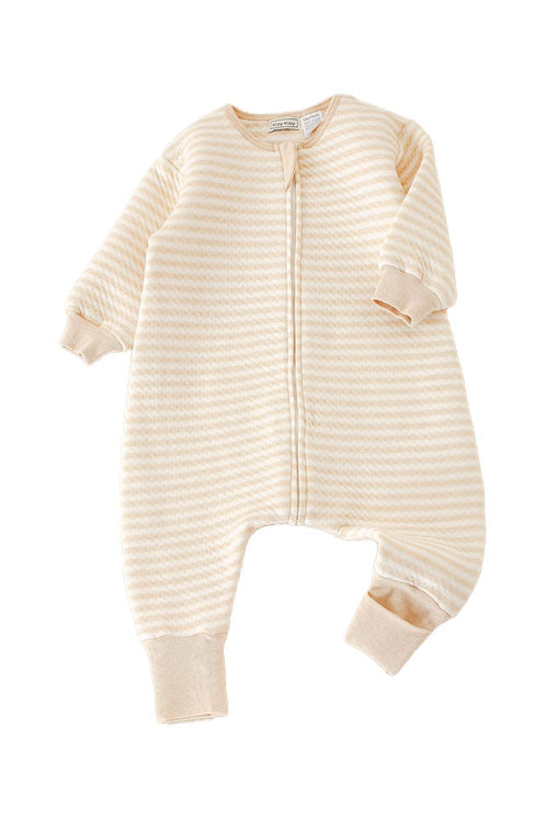 Baby Sleepsuit with split leg design in classic stripe pattern
