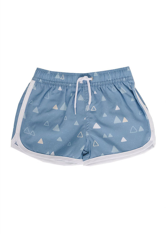 baby boy blue board shorts with triangle print