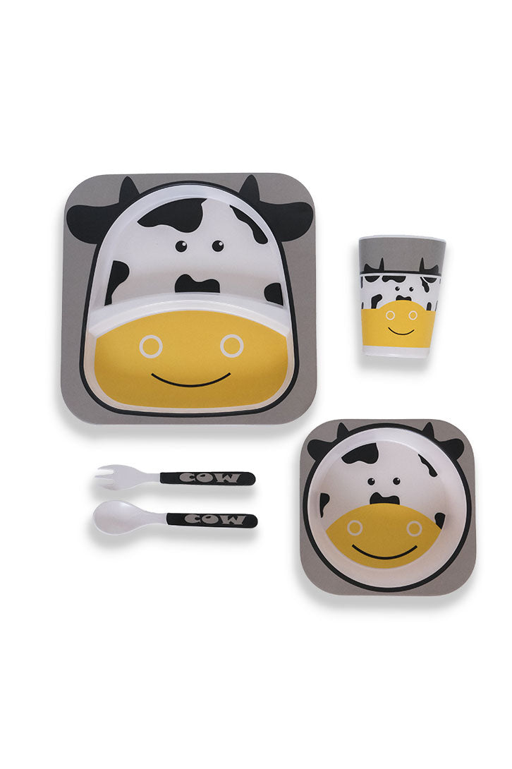 Bamboo baby Feeding set. cow design