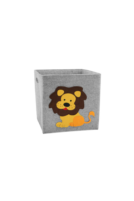 Kids cube storage basket with lion design