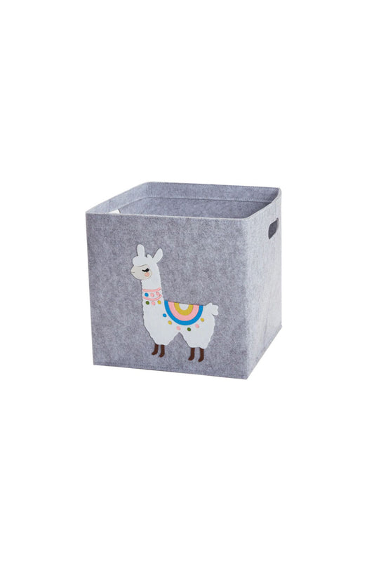 Kids cube storage basket with llama design