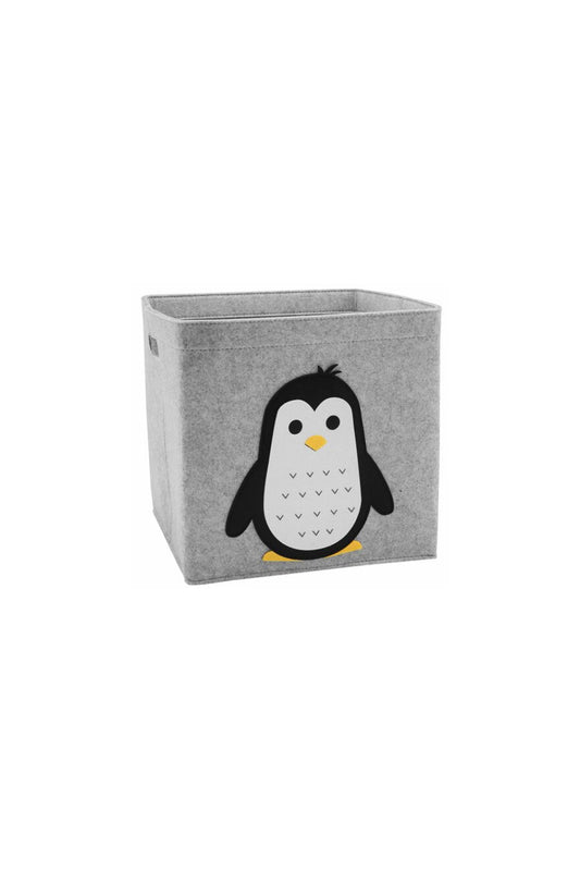 Kids cube storage basket with penguin design