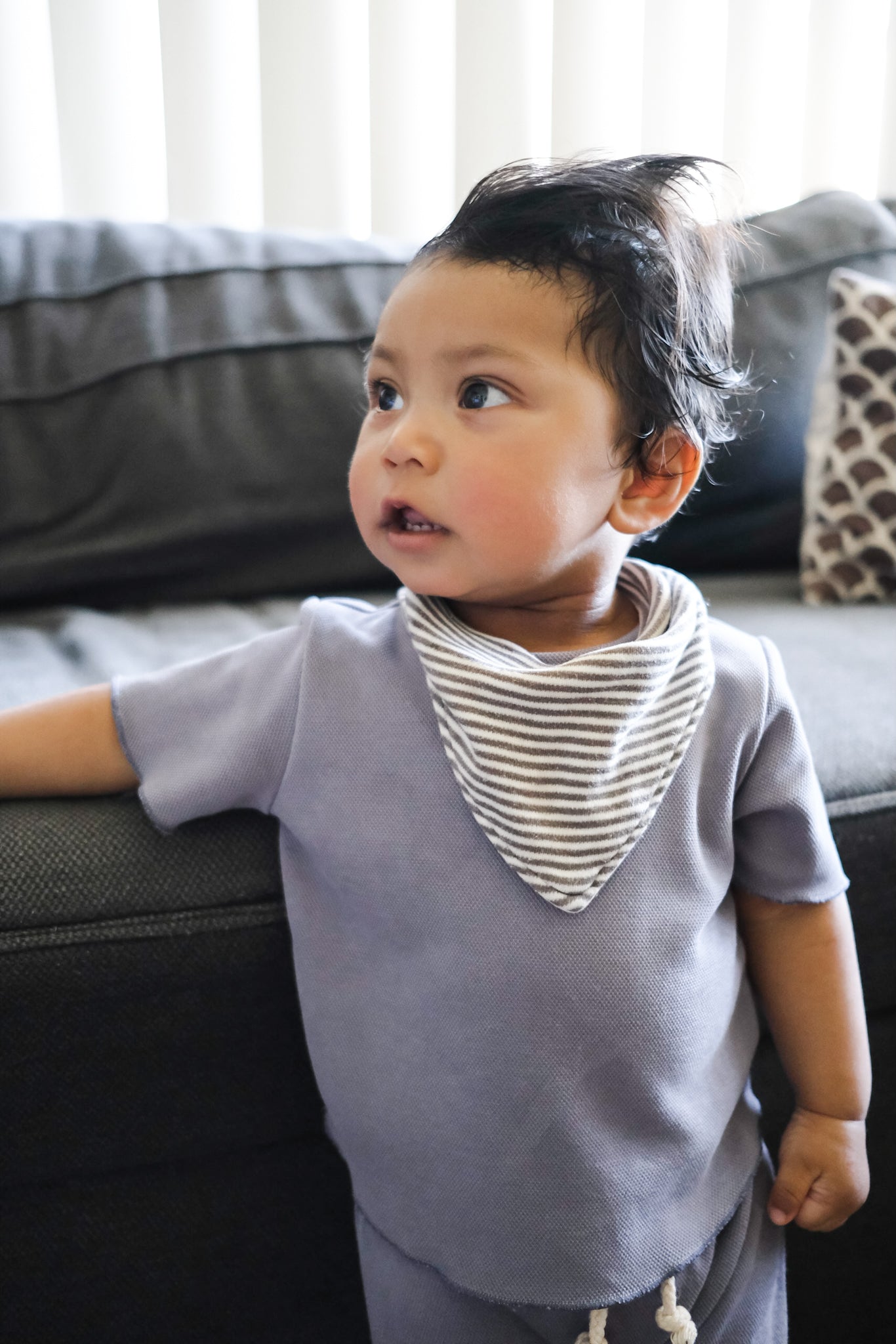 Baby boy wearing blue clothing set