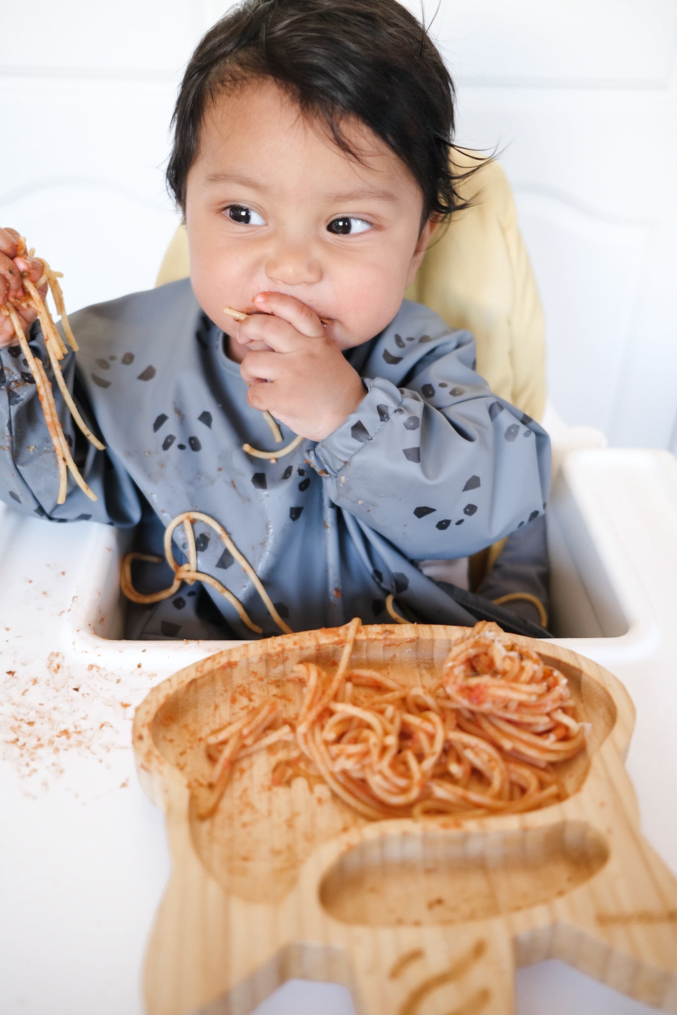 Long Sleeve Smock Bib - Stormy Panda