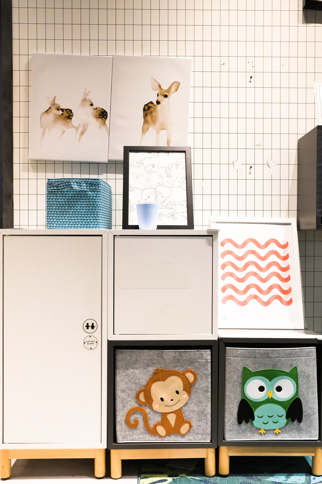 Kids cube storage basket with cute animal design