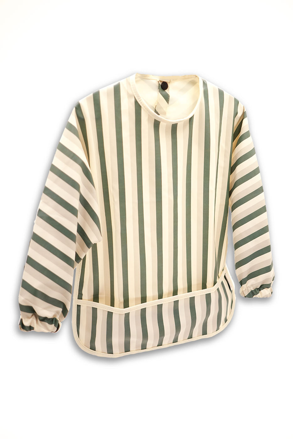 Long Sleeve Smock Bib - Green Stripes