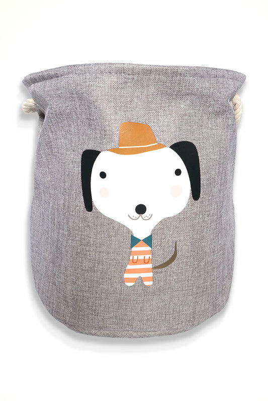 Large Kids Toy storage basket in grey dog