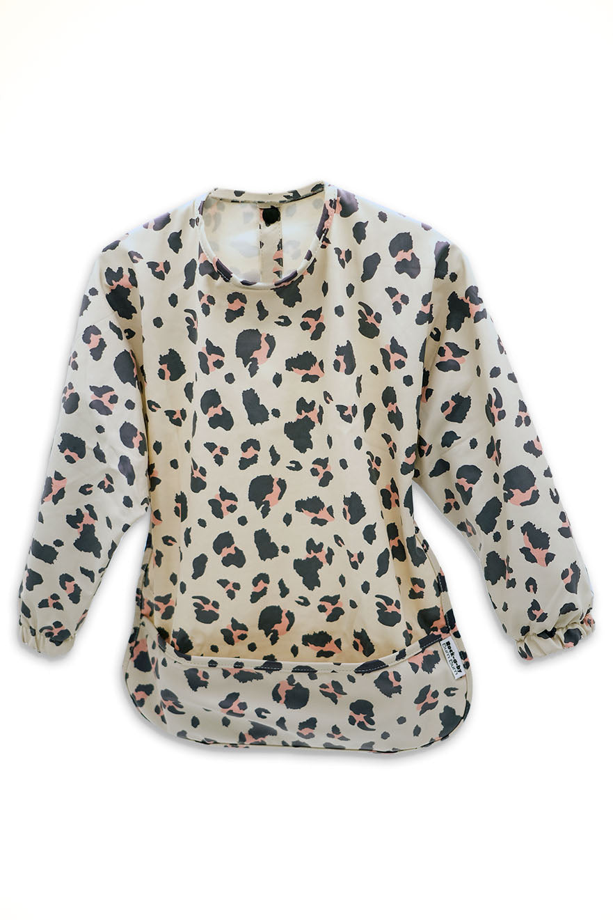 Long Sleeve Smock Bib - Leopard