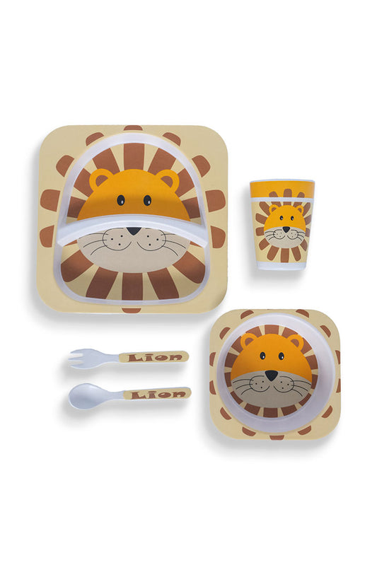 Bamboo Feeding set. Lion design 