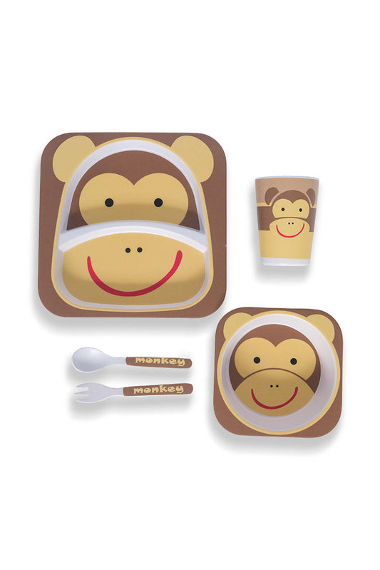 Bamboo Feeding set. monkey design 