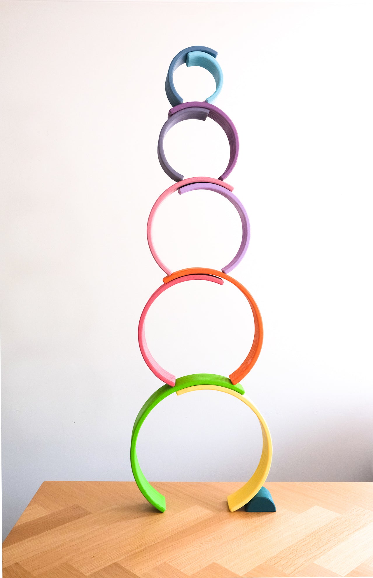 Wooden Rainbow Stacker in pastel